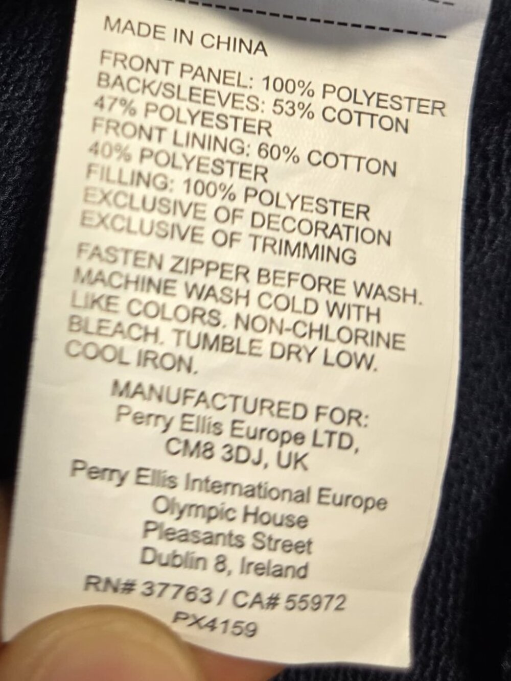 Perry Ellis Men Mixed Media Quilted Jacket Bomber Dark Sapphire Full Zip Size XL - Picture 4 of 8
